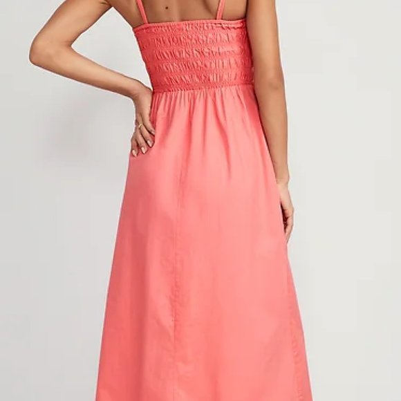 Pink Fit & Flare Smocked Cami Dress for Women - Picture 2 of 2